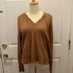 J. Crew camel hooded wool blend pullover sweater Size S